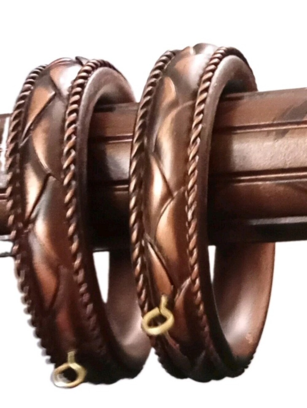Set of 2 Drapery Curtain Rod Rings. Select Bradford. Resin-Wood 3 1/4" Inside